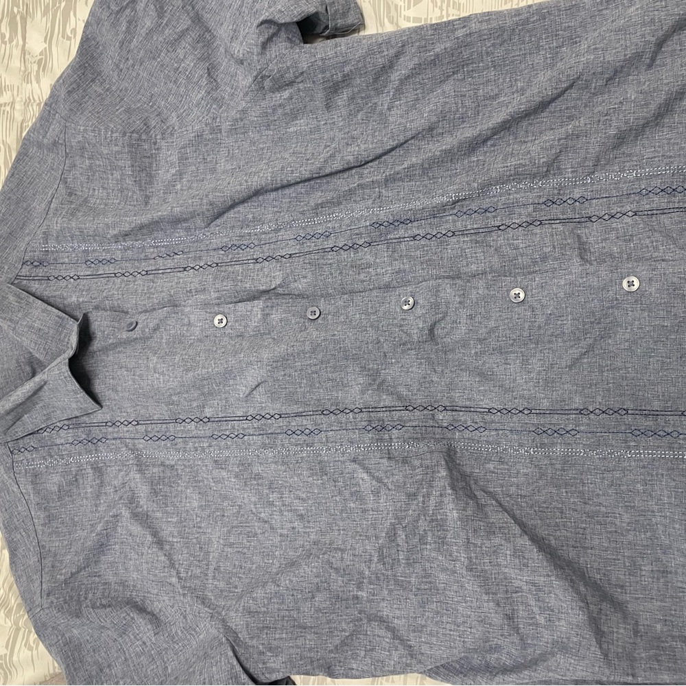 Cubavera Blue Casual Button Down Shirt